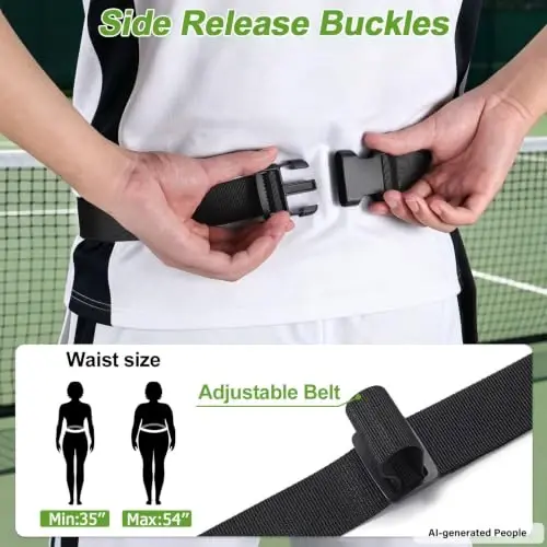 TOBWOLF Tennis Ball Bag, Adjustable Waist Pouch, Holds 8-10 Balls, Black | Fit Tennis & Pickle | Adjustable Waist Belt | Tear-Resistant Mesh Design | Hands-Free Fanny Pack | Double-Layer for Storage - 6