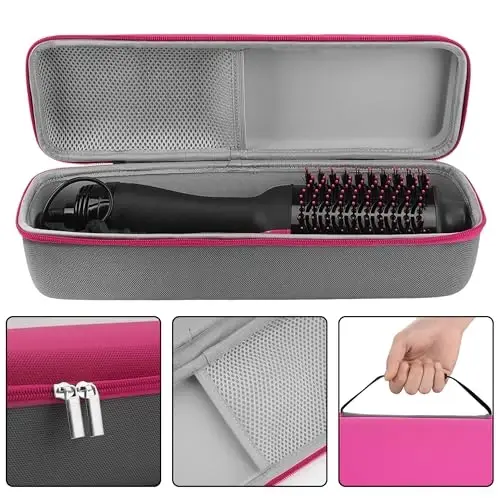TOCCOOL Hard Travel Case Compatible with Revlon One-Step Hair Dryer/Volumizer/Styler, Shockproof EVA Carrying Bag Storage Organizer for Hot Air Brush and Accessories (Rose) - 3