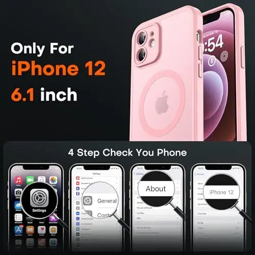 TOCOL 3 in 1 Magnetic for iPhone 12 Case Upgraded Full Camera Protection Compatible with Magsafe 15FT Military Grade Protection Bumper 6.1 Light Pink - TOCOL (1)