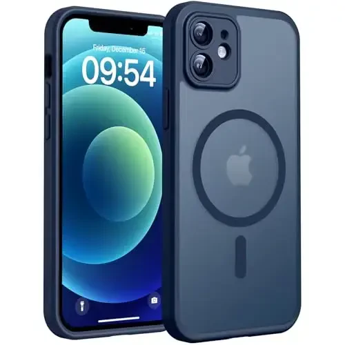 TOCOL 3 in 1 Magnetic for iPhone 12 Case, Upgraded [Full Camera Protection] [Compatible with Magsafe] [15FT Military Grade Protection] Bumper for iPhone 12 6.1, Blue 