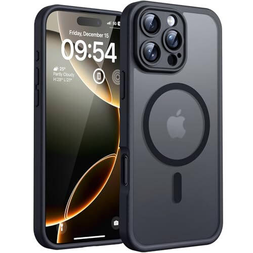 TOCOL Magnetic for iPhone 16 Pro Case, Upgraded Full Camera Protection, Compatible with Magsafe, Drop Protection, Translucent Matte Back Bumper for iPhone 16 Pro 6.3-Inch (Black) - 1