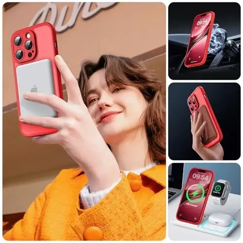 TOCOL for Phone 13 Pro Case, Compatible with Magsafe Charger, Full Camera Protection, Drop Protection, Translucent Matte Phone Case for iPhone 13 Pro 6.1 inch (Red) - 6