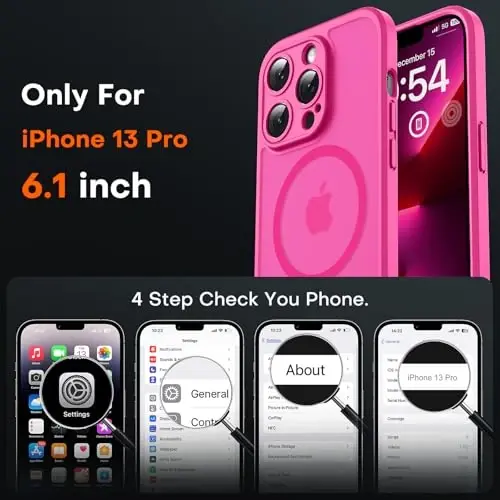 TOCOL 3'ü 1 Arada Manyetik iPhone 13 Pro Kılıfı, Yükseltilmiş Tam Kamera Koruması, Magsafe ile Uyumlu, 13FT Askeri Sınıf Koruma Tamponu 6.1 İnç Sıcak Pembe 