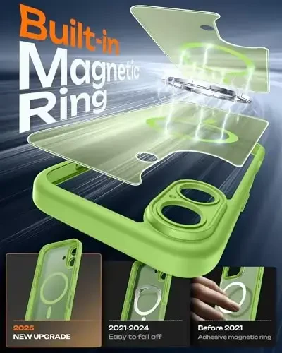 TOCOL для iPhone 17 Case, Full Camera Protection, Built-in Magnetic Ring, Compatible with Magsafe Charger, Drop Protection, Translucent Matte Phone Case for iPhone 17 6.3 inch (Light Green) - 3