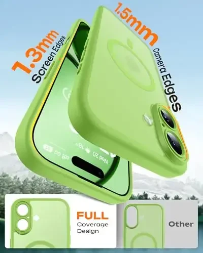 TOCOL для iPhone 17 Case, Full Camera Protection, Built-in Magnetic Ring, Compatible with Magsafe Charger, Drop Protection, Translucent Matte Phone Case for iPhone 17 6.3 inch (Light Green) - 6