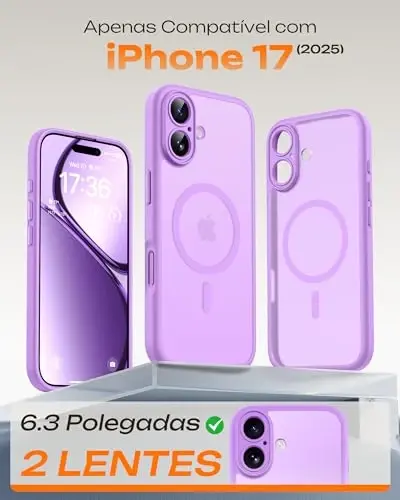 TOCOL для iPhone 17, полная защита камеры, встроенное магнитное кольцо, совместимо с зарядным устройством Magsafe, защита от падений, полупрозрачный матовый чехол для iPhone 17 6.3 дюйма (светло-фиолетовый) - 2