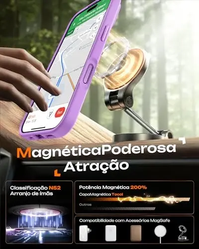 TOCOL для iPhone 17, полная защита камеры, встроенное магнитное кольцо, совместимо с зарядным устройством Magsafe, защита от падений, полупрозрачный матовый чехол для iPhone 17 6.3 дюйма (светло-фиолетовый) - 4