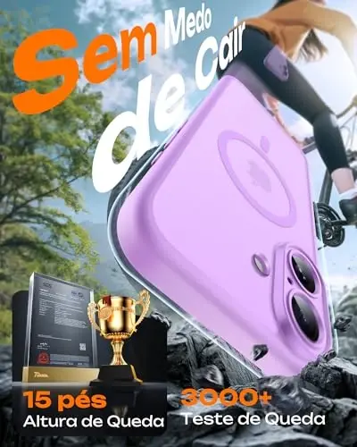 TOCOL для iPhone 17, полная защита камеры, встроенное магнитное кольцо, совместимо с зарядным устройством Magsafe, защита от падений, полупрозрачный матовый чехол для iPhone 17 6.3 дюйма (светло-фиолетовый) - 5