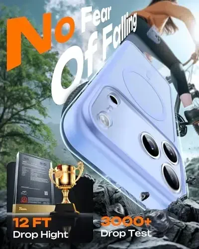 TOCOL для iPhone 17 Pro, полная защита камеры, встроенное магнитное кольцо, совместимо с зарядкой Magsafe, защита от падений, полупрозрачный матовый чехол для iPhone 17 Pro 6.3 дюйма (светло-голубой) - 3