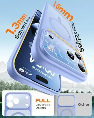 TOCOL для iPhone 17 Pro, полная защита камеры, встроенное магнитное кольцо, совместимо с зарядкой Magsafe, защита от падений, полупрозрачный матовый чехол для iPhone 17 Pro 6.3 дюйма (светло-голубой) - 4