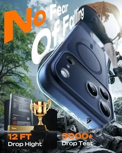 TOCOL для iPhone 17 Pro, полная защита камеры, встроенное магнитное кольцо, совместимость с зарядкой Magsafe, защита от падений, полупрозрачный матовый чехол для iPhone 17 Pro 6,3 дюйма (альпийский зеленый) - 5