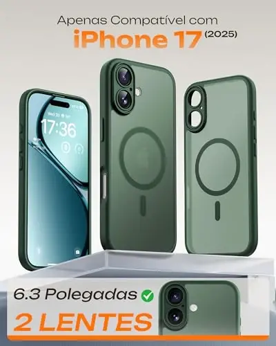TOCOL для Phone 17, чехол с полной защитой камеры, встроенное магнитное кольцо, совместим с зарядкой Magsafe, защита от падений, полупрозрачный матовый чехол для Phone 17 6.3 дюйма (альпийский зеленый) 