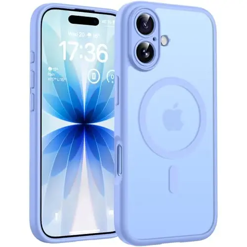 TOCOL for 17 Case, Full Camera Protection, Built-in Magnetic Ring, Compatible with Magsafe Charger, Drop Protection, Translucent Matte Phone Case for 17 6.3 inch (Light Blue) 