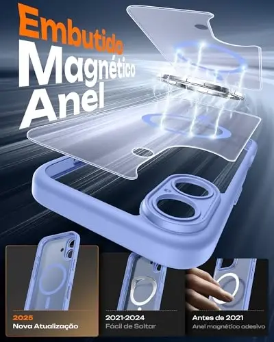 TOCOL for 17 Case, Full Camera Protection, Built-in Magnetic Ring, Compatible with Magsafe Charger, Drop Protection, Translucent Matte Phone Case for 17 6.3 inch (Light Blue) - 3