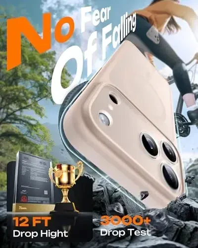 TOCOL for 17 ProMax Case, Full Camera Protection, Built-in Magnetic Ring, Magsafe Charger bilan mos, 17 ProMax 6.9 dyuym uchun yarim shaffof matli telefon g'ilofi (Cho'l) - 6