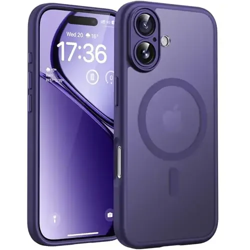 TOCOL for 17Case, Full Camera Protection, Built-in Magnetic Ring, Compatible with Magsafe Charger, Drop Protection, Translucent Matte Phone Case for 17 6.3 inch (Midnight Purple) 