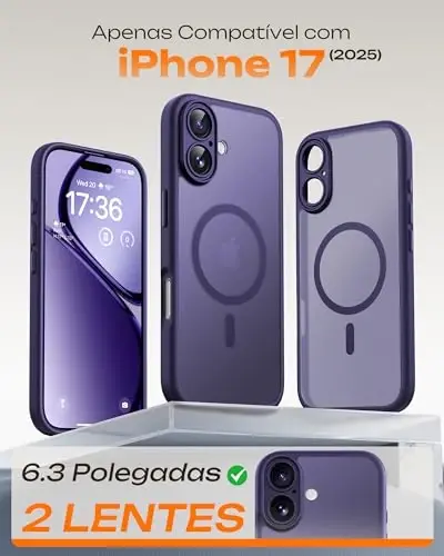 TOCOL for 17Case, Full Camera Protection, Built-in Magnetic Ring, Compatible with Magsafe Charger, Drop Protection, Translucent Matte Phone Case for 17 6.3 inch (Midnight Purple) 