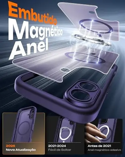 TOCOL for 17Case, Full Camera Protection, Built-in Magnetic Ring, Compatible with Magsafe Charger, Drop Protection, Translucent Matte Phone Case for 17 6.3 inch (Midnight Purple) - 2