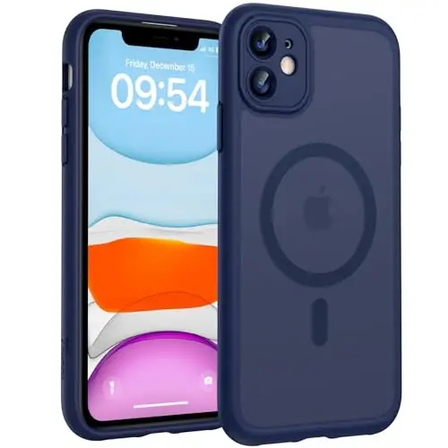 TOCOL for iPhone 11 Case, Compatible with Magsafe, Full Camera Protection, Built-in Magnets, Drop Protection, Translucent Matte Phone Case for iPhone 11 6.1 inch (Dark Blue) 