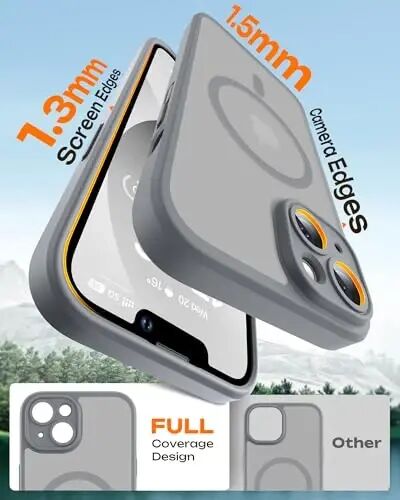 TOCOL for iPhone 13 Case, Compatible with MagSafe, Gray | Built-in Magnets, Full Camera & Military-Grade Protection, Anti-Slip Shockproof Translucent Matte Back Phone Cover - 6