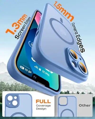 TOCOL for iPhone 13 Case, Compatible with MagSafe, Light Blue | Built-in Magnets, Full Camera & Military-Grade Protection, Anti-Slip Shockproof Translucent Matte Back Phone Cover - 6