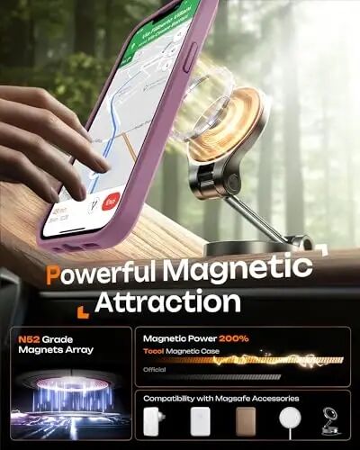 TOCOL for iPhone 13 Case, Compatible with MagSafe, Lilac Purple | Built-in Magnets, Full Camera & Military-Grade Protection, Anti-Slip Shockproof Translucent Matte Back Phone Cover - 4