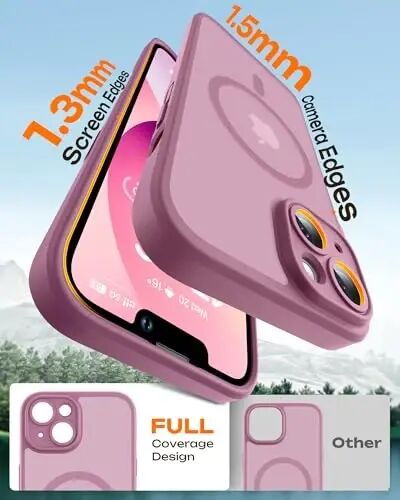 TOCOL for iPhone 13 Case, Compatible with MagSafe, Lilac Purple | Built-in Magnets, Full Camera & Military-Grade Protection, Anti-Slip Shockproof Translucent Matte Back Phone Cover - 6