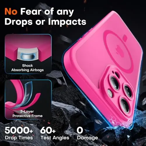 TOCOL for iPhone 13 Pro Max Case, Compatible with Magsafe Charger, Full Camera Protection, Translucent Matte for iPhone 13 Pro Max iPhone Case 6.7 inch (Hot Pink) - 4