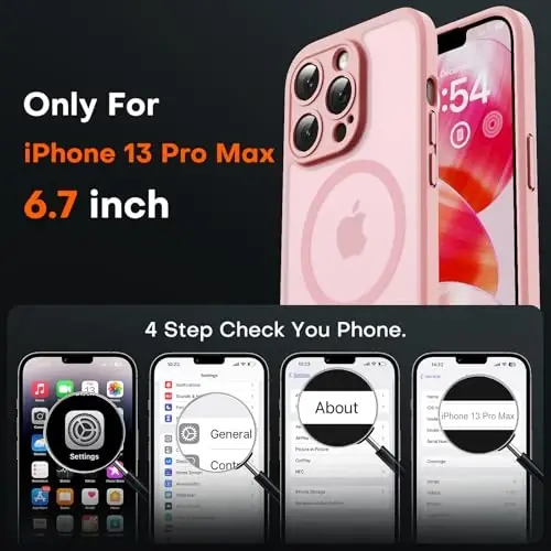 TOCOL for iPhone 13 Pro Max Case, Compatible with Magsafe Charger, Full Camera Protection, Translucent Matte for iPhone 13 Pro Max iPhone Case 6.7 inch (Light Pink) - 2