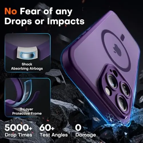 TOCOL for iPhone 13 Pro Max Case, Compatible with Magsafe Charger, Full Camera Protection, Translucent Matte for iPhone 13 Pro Max iPhone Case 6.7 inch (Midnight Purple) - 4