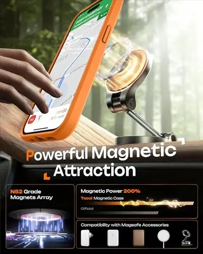 TOCOL for iPhone 13 Pro Max Case, Compatible with Magsafe Charger, Full Camera Protection, Translucent Matte for iPhone 13 Pro Max iPhone Case 6.7 inch (Orange) - 4