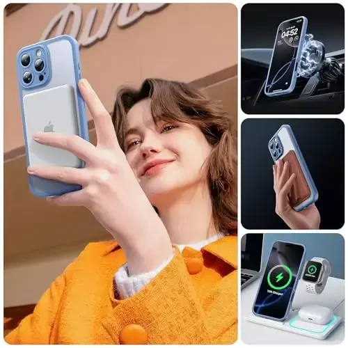 TOCOL for iPhone 16 Pro Max Phone Case Compatible with Magsafe Full Camera Protection Drop Protection Magnetic Translucent Matte Back Bumper Phone Case for 16 Pro Max 6.9-Inch (Light Blue) - 6