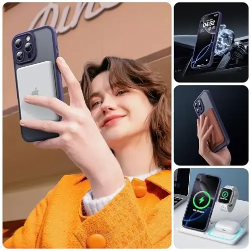TOCOL for iPhone 16 Pro Max Phone Case Compatible with Magsafe Full Camera Protection Drop Protection Magnetic Translucent Matte Back Bumper Phone Case for 16 Pro Max 6.9-Inch (Midnight Purple) - 6