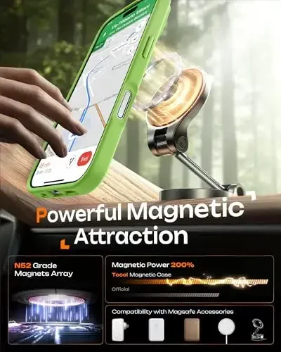 TOCOL for iPhone 17 Case, Full Camera Protection, Built-in Magnetic Ring, Compatible with Magsafe Charger, Drop Protection, Translucent Matte Phone Case for iPhone 17 6.3 inch (Light Green) - 4