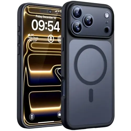 TOCOL for iPhone 17 Pro Case, Compatible with Magsafe, Full Camera Protection, Built-in Magnetic Ring, Drop Protection, Translucent Matte Phone Case for iPhone 17 Pro 6.3 inch (Black) 