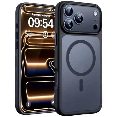 TOCOL for iPhone 17 Pro Max Case, Compatible with Magsafe, Full Camera Protection, Built-in Magnetic Ring, Translucent Matte Phone Case for iPhone 17 Pro Max 6.9 inch (Black) 