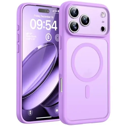 TOCOL for iPhone 17 Pro Max Case, Full Camera Protection, Built-in Magnetic Ring, Compatible with Magsafe Charger, Translucent Matte Phone Case for iPhone 17 ProMax 6.9 inch (Light Purple) 