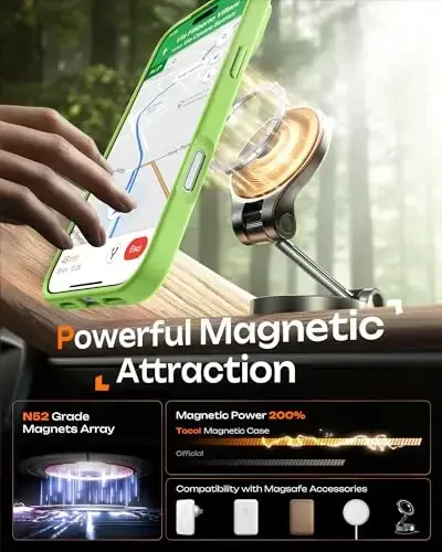 TOCOL for iPhone 17 Pro Max Case, Full Camera Protection, Built-in Magnetic Ring, Compatible with Magsafe, Drop Protection, Translucent Matte Phone Case for iPhone 17 ProMax 6.9 inch (Light Green) - 4