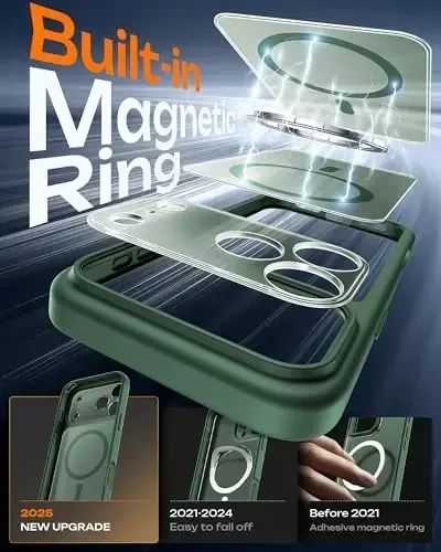 TOCOL for iPhone 17 Pro Max Phone Case, Full Camera Protection, Built-in Magnetic Ring, Compatible with Magsafe Charger, Translucent Matte Phone Case for 17 ProMax 6.9 inch (Alpine Green) - 4