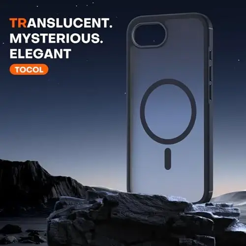 TOCOL for iPhone 17e Case, Compatible with Magsafe, Military Drop Protection, Slim Translucent Matte Shockproof for iPhone 17 e Case 6.1 inch (Black) - 5