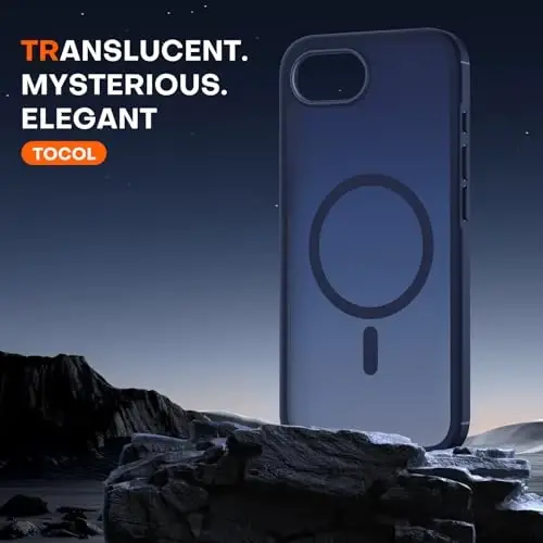 TOCOL for iPhone 17e Case, Compatible with Magsafe, Military Drop Protection, Slim Translucent Matte Shockproof for iPhone 17 e Case 6.1 inch (Dark Blue) - 5