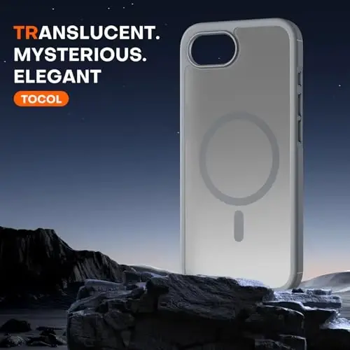 TOCOL for iPhone 17e Case, Compatible with Magsafe, Military Drop Protection, Slim Translucent Matte Shockproof for iPhone 17 e Case 6.1 inch (Grey) - 5