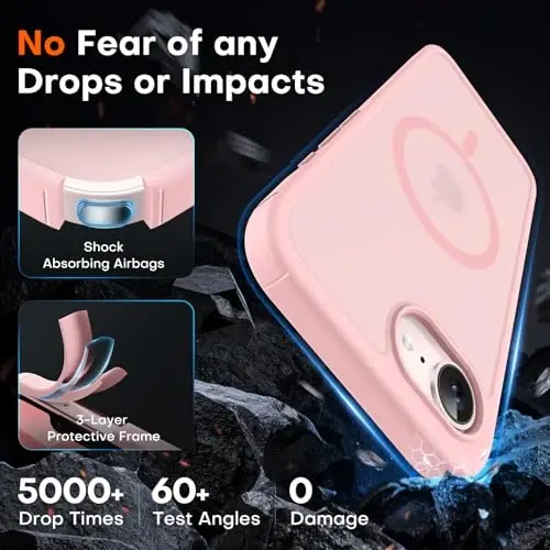 TOCOL for iPhone 17e Case, Compatible with Magsafe, Military Drop Protection, Slim Translucent Matte Shockproof for iPhone 17 e Case 6.1 inch (Light Pink) - 4