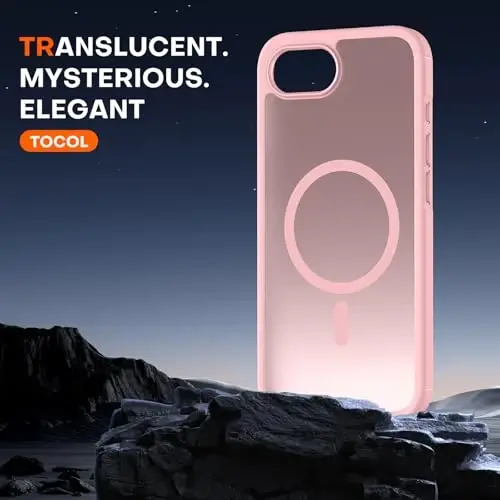 TOCOL for iPhone 17e Case, Compatible with Magsafe, Military Drop Protection, Slim Translucent Matte Shockproof for iPhone 17 e Case 6.1 inch (Light Pink) - 5