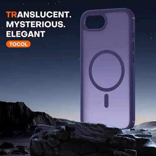 TOCOL for iPhone 17e Case, Compatible with Magsafe, Military Drop Protection, Slim Translucent Matte Shockproof for iPhone 17 e Case 6.1 inch (Midnight Purple) - 5