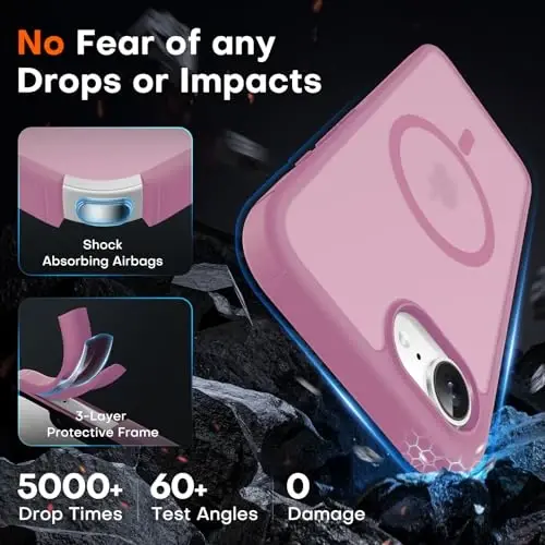 TOCOL for iPhone 17e Case, Magsafe bilan mos, Harbiy darajadagi tushishdan himoya, Yupqa shaffof matli zarbaga chidamli, iPhone 17 e Case 6.1 dyuymli uchun (Lilak binafsha) - 4