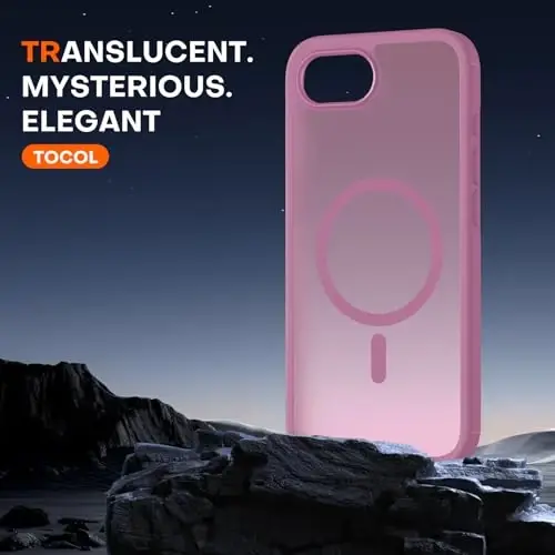TOCOL for iPhone 17e Case, Magsafe bilan mos, Harbiy darajadagi tushishdan himoya, Yupqa shaffof matli zarbaga chidamli, iPhone 17 e Case 6.1 dyuymli uchun (Lilak binafsha) - 5