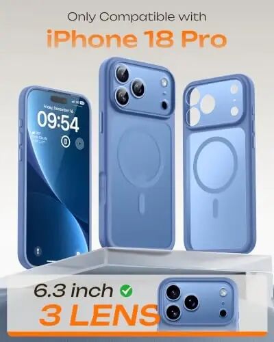 TOCOL for iPhone 18 Pro Case Light Blue, Compatible with MagSafe | Built-in Magnets, Camera Control Cover, Full Camera & Military-Grade Protection Anti-Slip Slim Translucent Matte Phone Case - TOCOL (1)