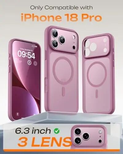 TOCOL for iPhone 18 Pro Case Lilac Purple, Compatible with MagSafe | Built-in Magnets, Camera Control Cover, Full Camera & Military-Grade Protection Anti-Slip Slim Translucent Matte Phone Case - TOCOL (1)