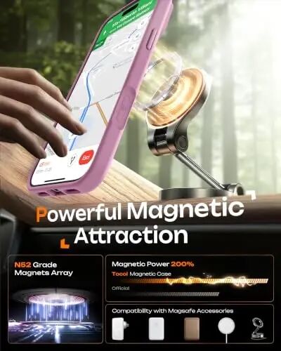 TOCOL for iPhone 18 Pro Case Lilac Purple, Compatible with MagSafe | Built-in Magnets, Camera Control Cover, Full Camera & Military-Grade Protection Anti-Slip Slim Translucent Matte Phone Case - 5